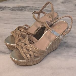 LFL by Lust for Life Gold and Tan Wedges